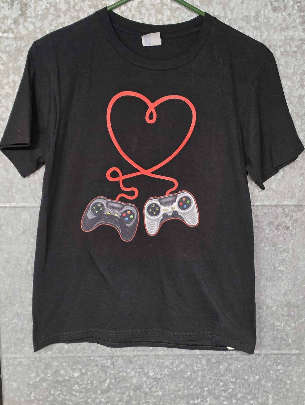 Girls Boys Gaming Valentine Hearts Black Casual Top Youth Large